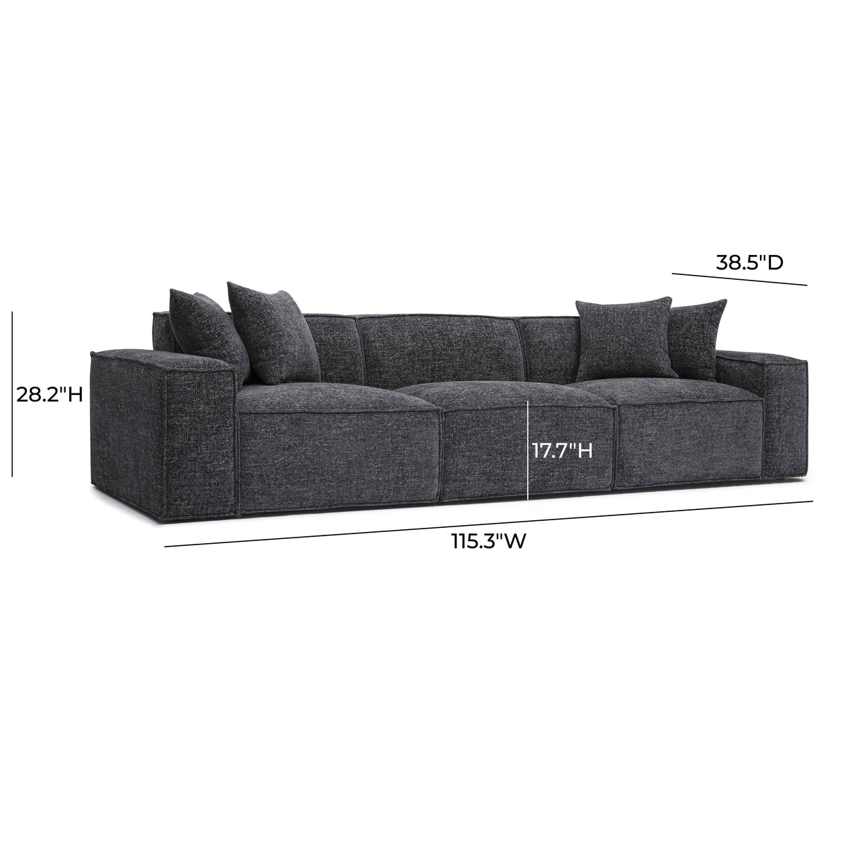 TOV Mindy Charcoal Chenille Basketweave Modular Sofa