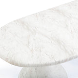 TOV Smooch White Faux Marble Print Indoor / Outdoor 87 inch Oval Dining Table