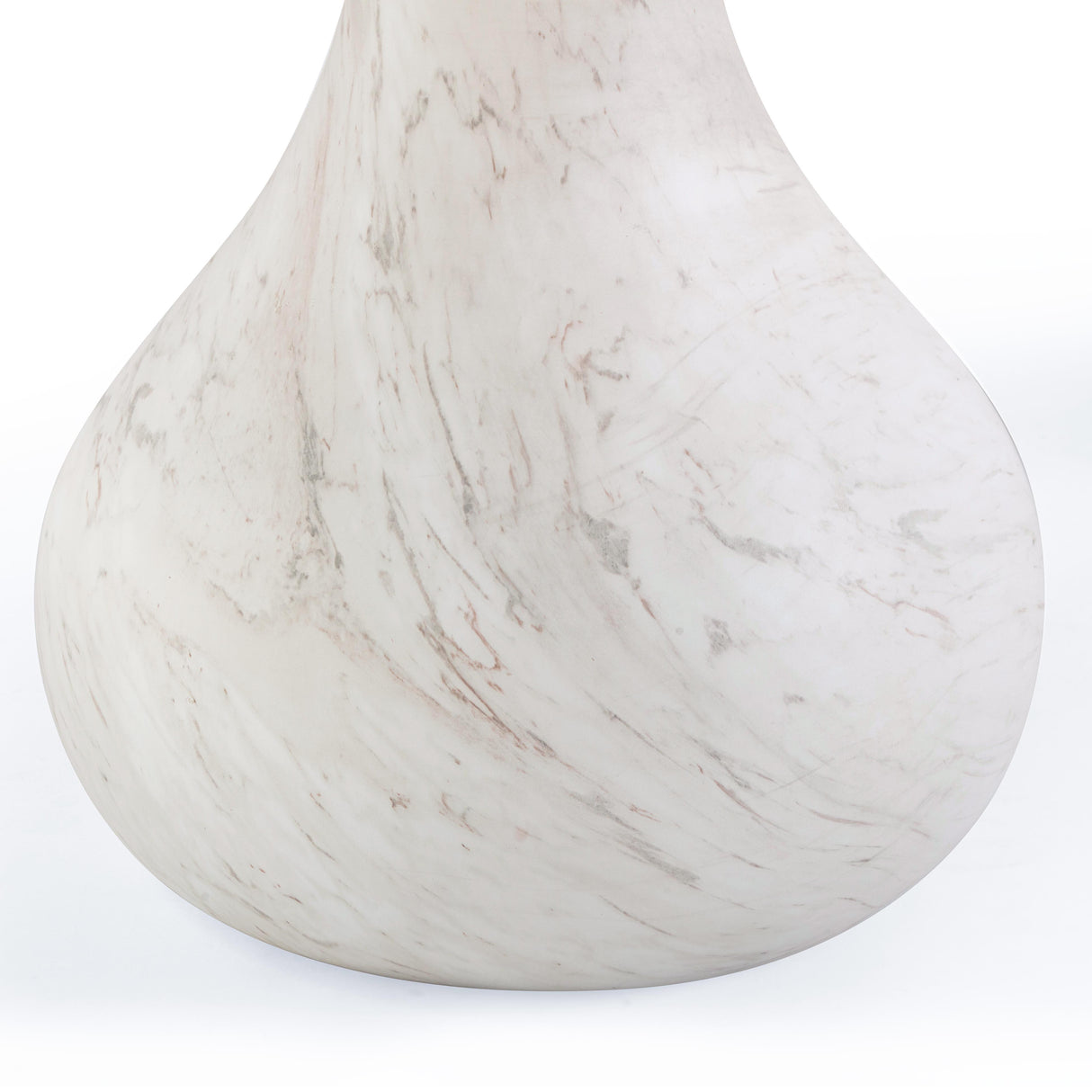 TOV Smooch White Faux Marble Print Indoor / Outdoor 87 inch Oval Dining Table