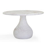 TOV Smooch White Faux Marble Print Indoor / Outdoor 47" Round Dining Table