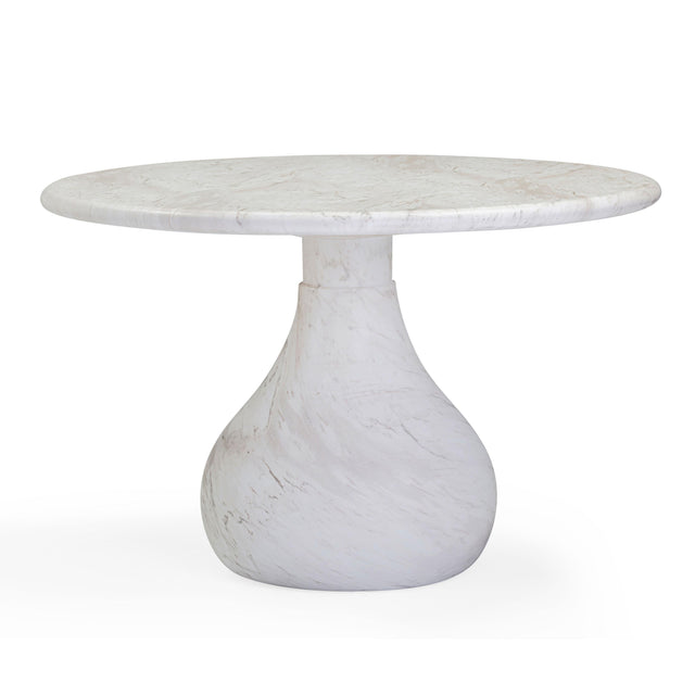 TOV Smooch White Faux Marble Print Indoor / Outdoor 47" Round Dining Table