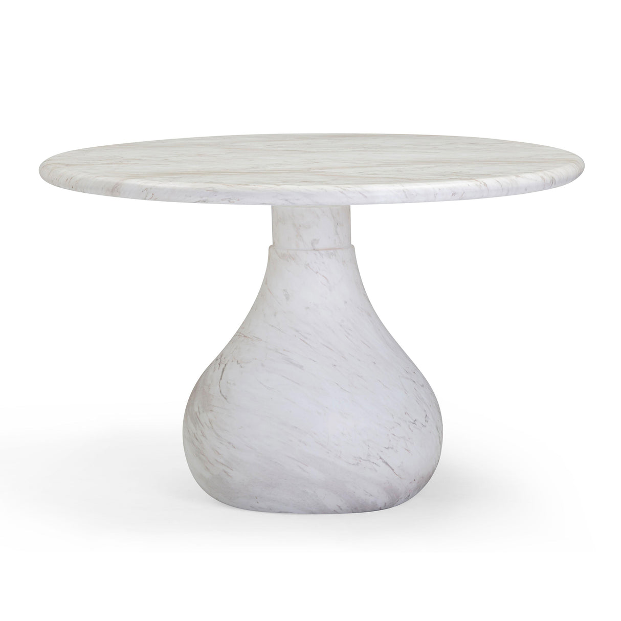 TOV Smooch White Faux Marble Print Indoor / Outdoor 47" Round Dining Table
