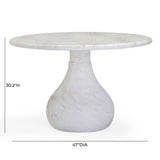 TOV Smooch White Faux Marble Print Indoor / Outdoor 47" Round Dining Table