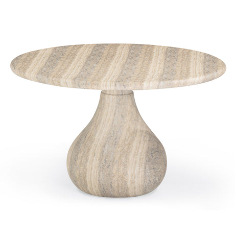 TOV Smooch Faux Travertine Indoor / Outdoor 47" Round Dining Table