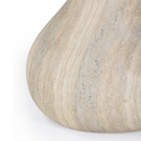 TOV Smooch Faux Travertine Indoor / Outdoor 47" Round Dining Table