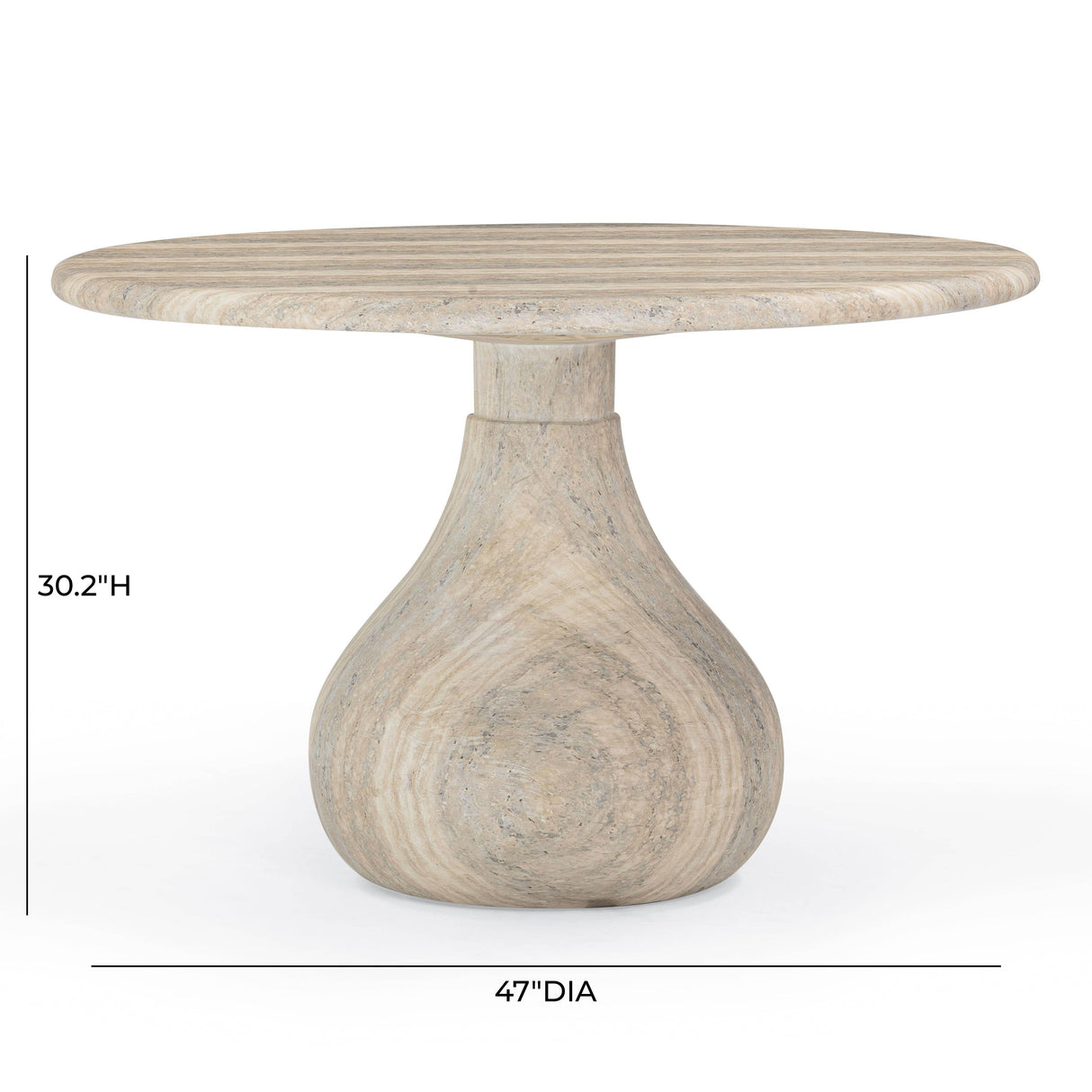 TOV Smooch Faux Travertine Indoor / Outdoor 47" Round Dining Table