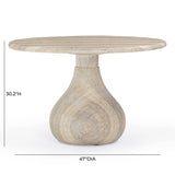 TOV Smooch Faux Travertine Indoor / Outdoor 47" Round Dining Table