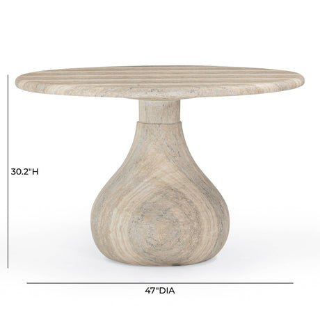 TOV Smooch Faux Travertine Indoor / Outdoor 47" Round Dining Table