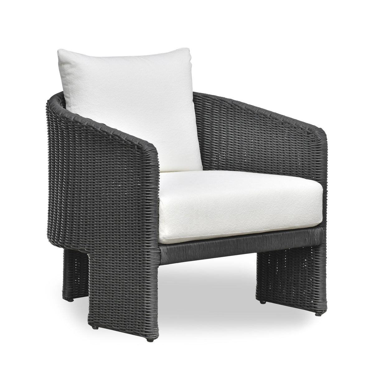 TOV Alexa Black Rattan Performance Fabric Outdoor Armchair