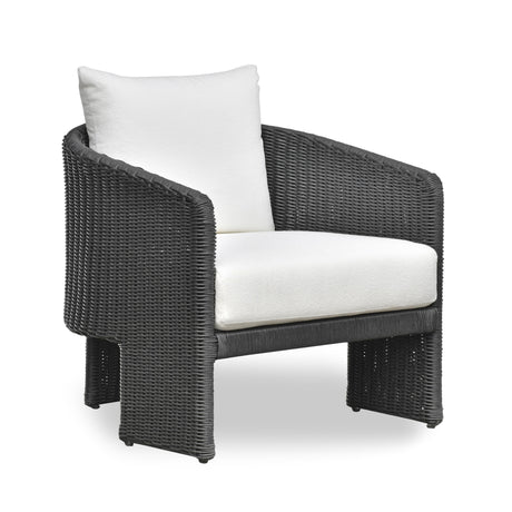 TOV Alexa Black Rattan Performance Fabric Outdoor Armchair