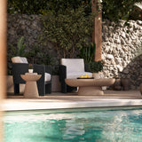 TOV Alexa Black Rattan Performance Fabric Outdoor Armchair