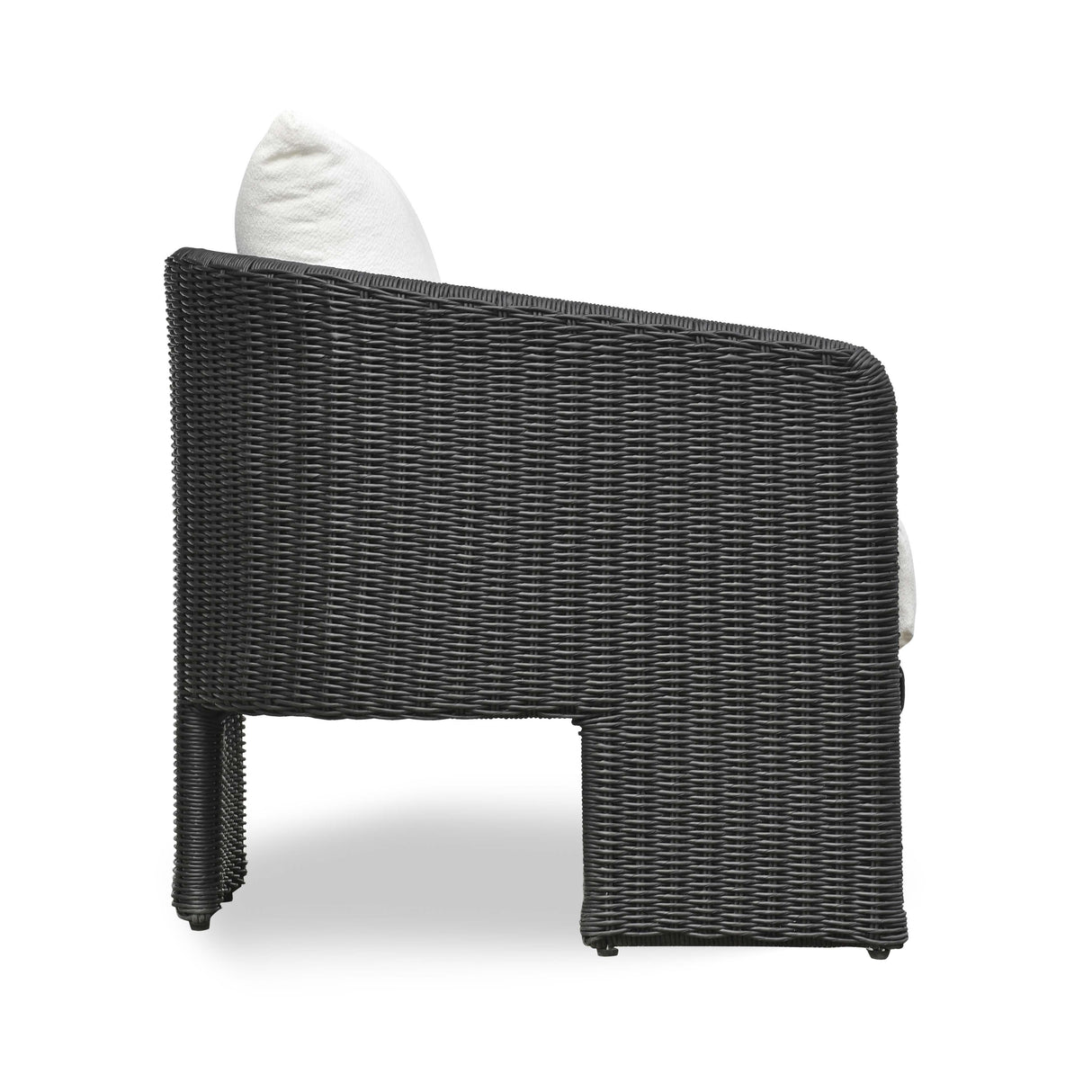 TOV Alexa Black Rattan Performance Fabric Outdoor Armchair