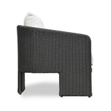 TOV Alexa Black Rattan Performance Fabric Outdoor Armchair