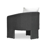 TOV Alexa Black Rattan Performance Fabric Outdoor Armchair
