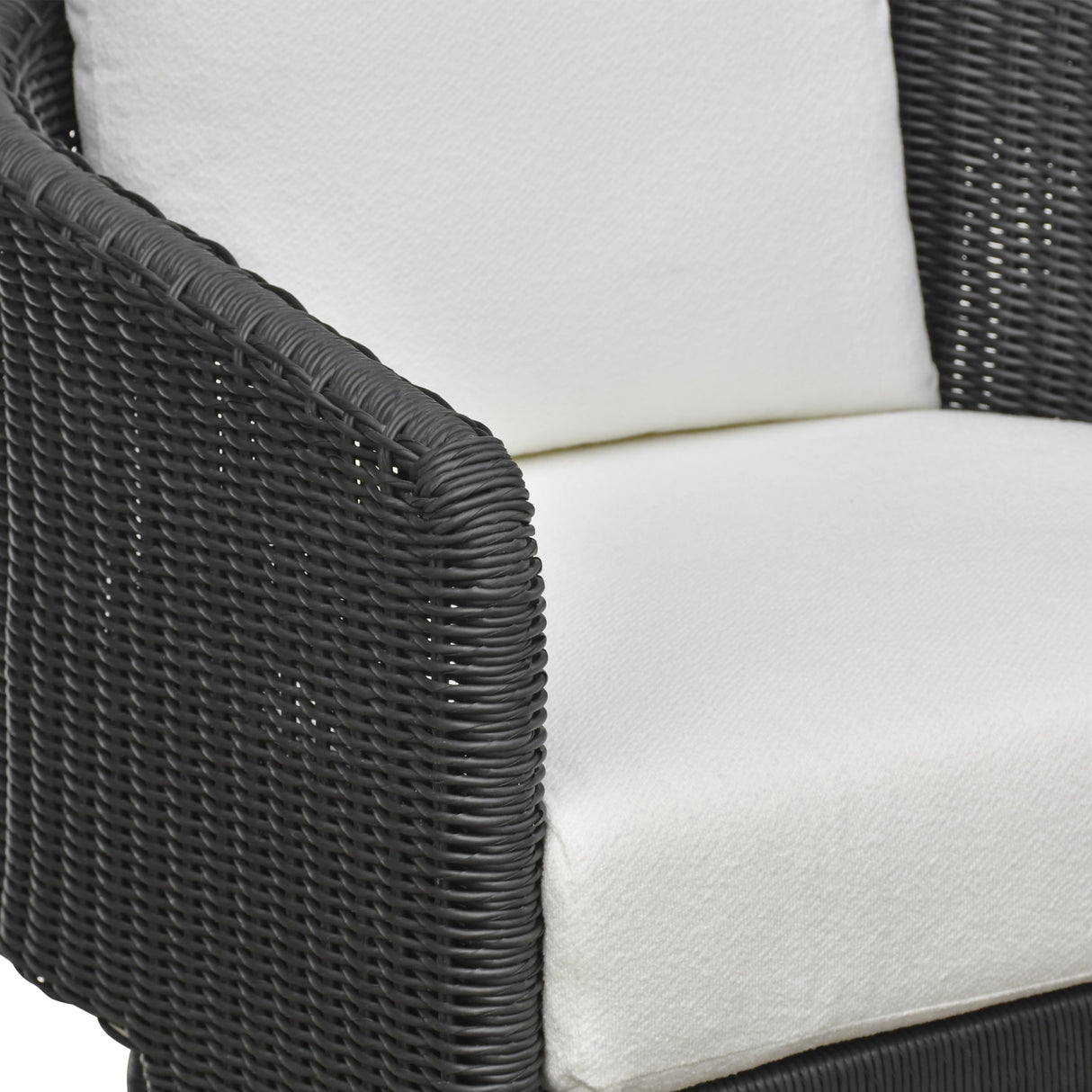 TOV Alexa Black Rattan Performance Fabric Outdoor Armchair