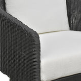 TOV Alexa Black Rattan Performance Fabric Outdoor Armchair