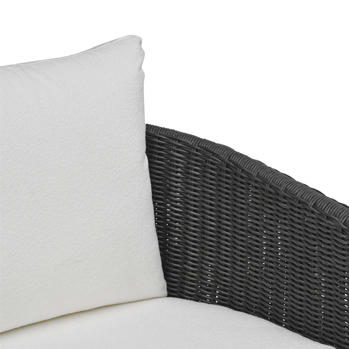 TOV Alexa Black Rattan Performance Fabric Outdoor Armchair