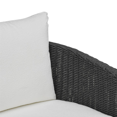 TOV Alexa Black Rattan Performance Fabric Outdoor Armchair