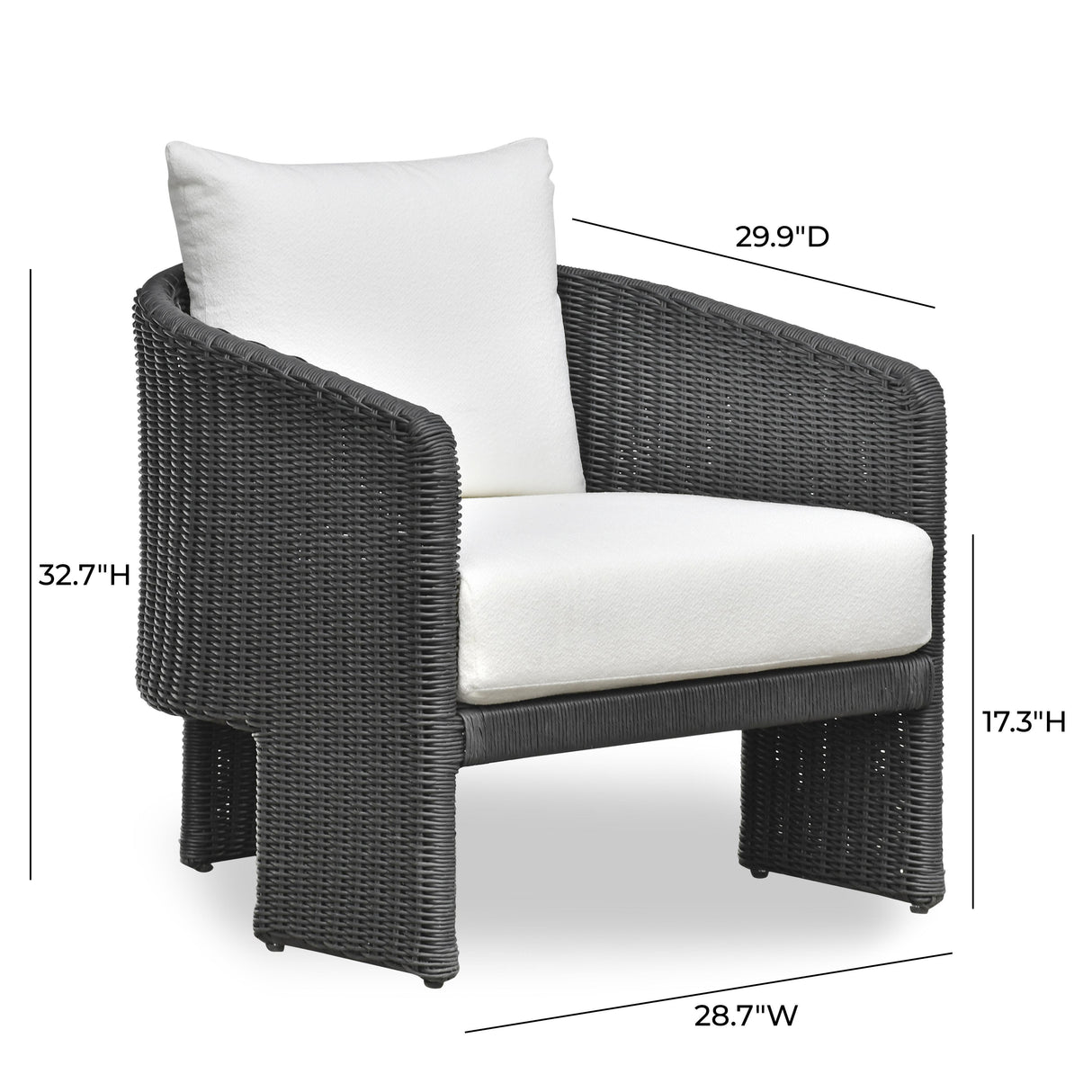 TOV Alexa Black Rattan Performance Fabric Outdoor Armchair