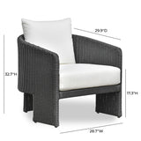 TOV Alexa Black Rattan Performance Fabric Outdoor Armchair