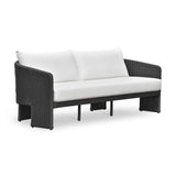 TOV Alexa Black Rattan Performance Fabric Outdoor Sofa