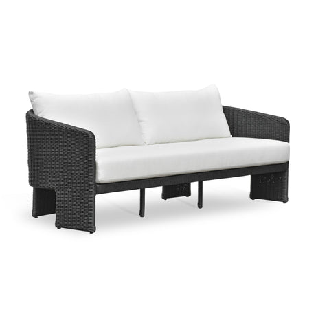 TOV Alexa Black Rattan Performance Fabric Outdoor Sofa