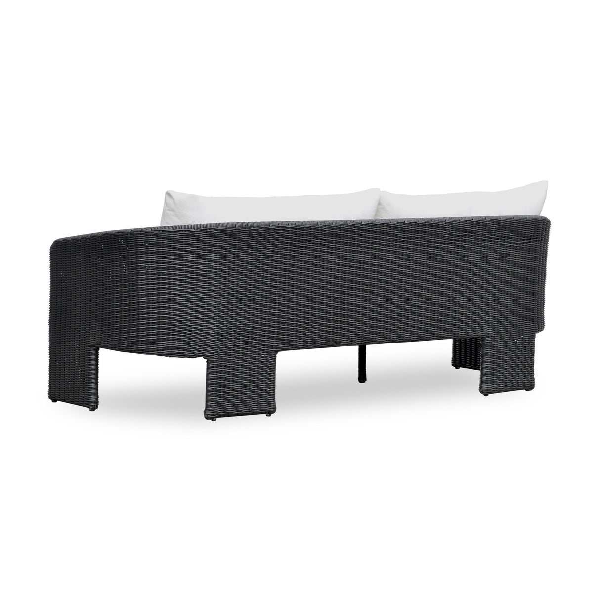 TOV Alexa Black Rattan Performance Fabric Outdoor Sofa