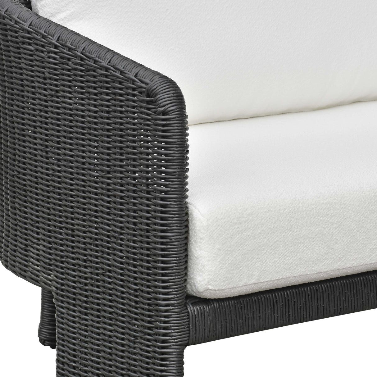 TOV Alexa Black Rattan Performance Fabric Outdoor Sofa