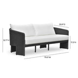 TOV Alexa Black Rattan Performance Fabric Outdoor Sofa