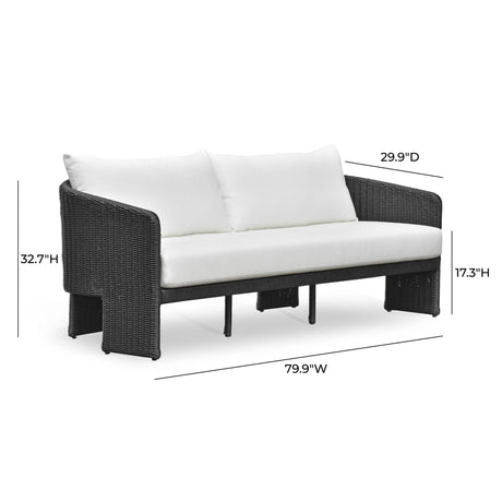 TOV Alexa Black Rattan Performance Fabric Outdoor Sofa