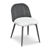 TOV Alexa Black Rattan Performance Fabric Dining Chair