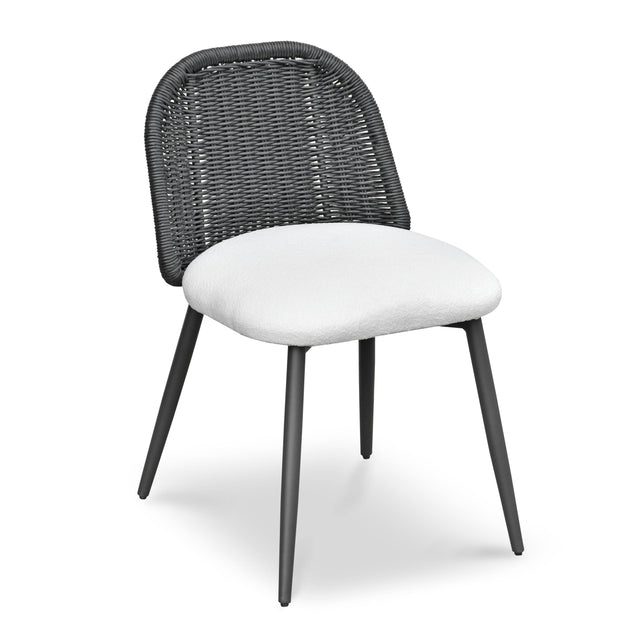 TOV Alexa Black Rattan Performance Fabric Dining Chair