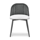 TOV Alexa Black Rattan Performance Fabric Dining Chair