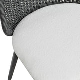 TOV Alexa Black Rattan Performance Fabric Dining Chair