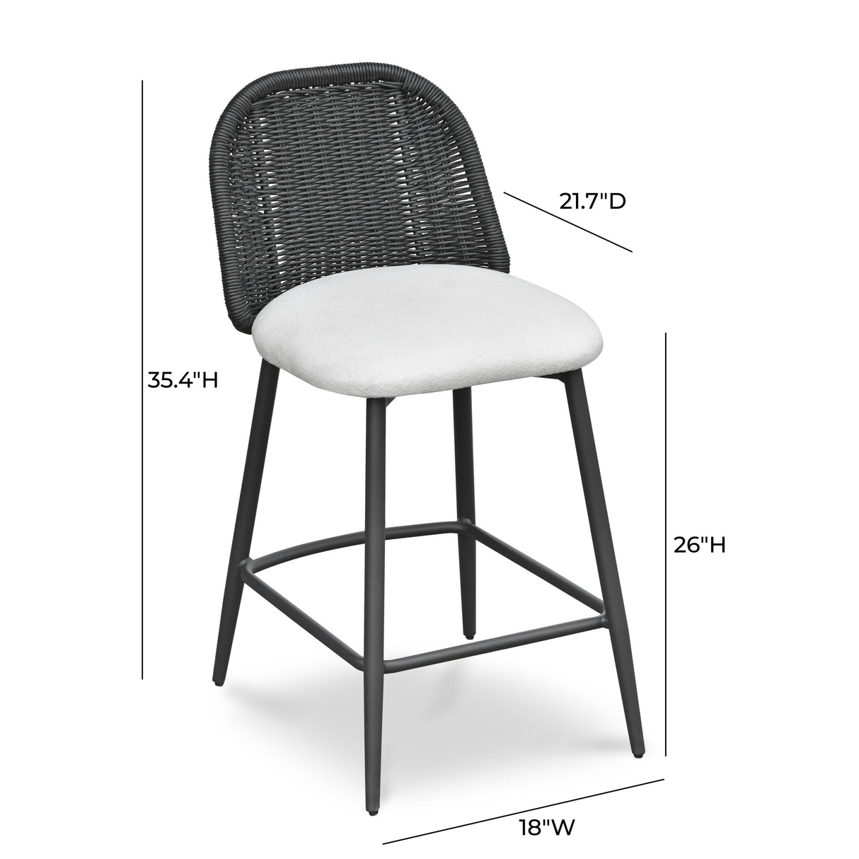 TOV Alexa Black Rattan Performance Fabric Counter Stool