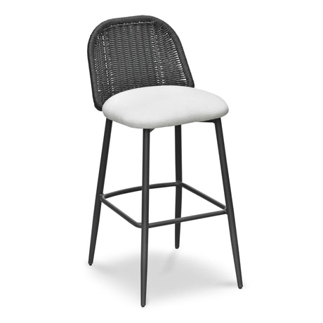 TOV Alexa Black Rattan Performance Fabric Barstool