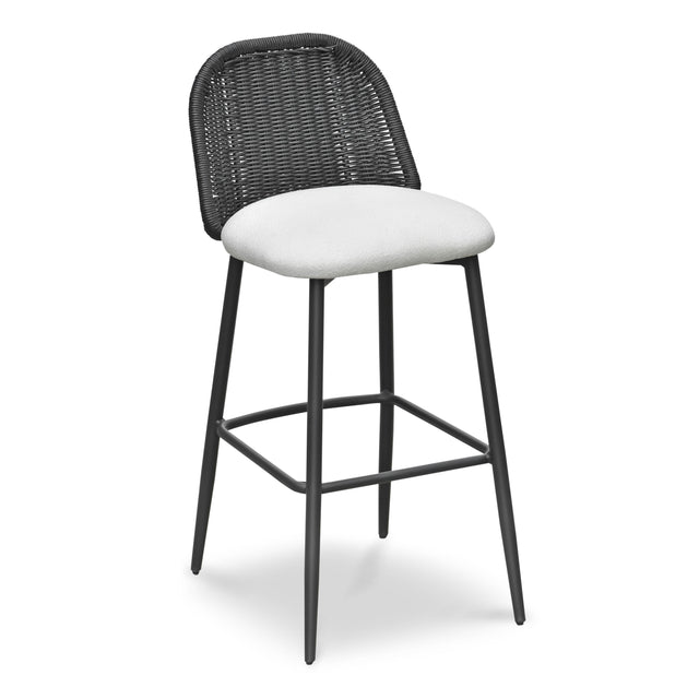 TOV Alexa Black Rattan Performance Fabric Barstool