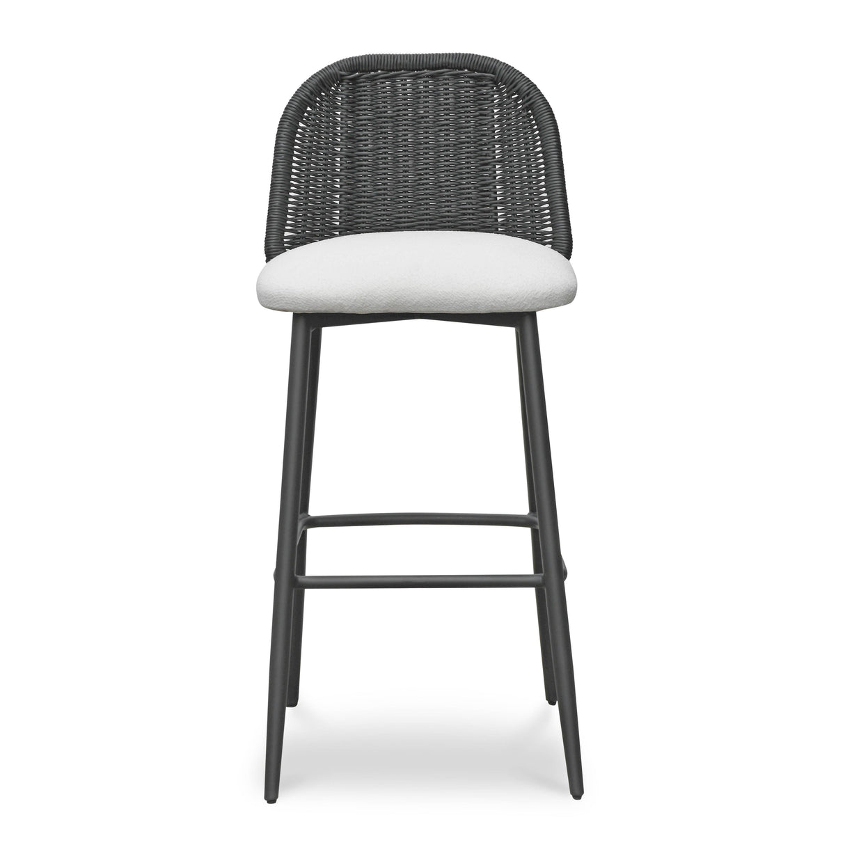 TOV Alexa Black Rattan Performance Fabric Barstool