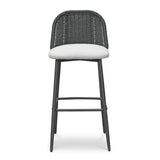 TOV Alexa Black Rattan Performance Fabric Barstool