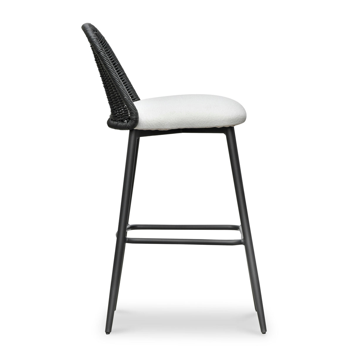 TOV Alexa Black Rattan Performance Fabric Barstool