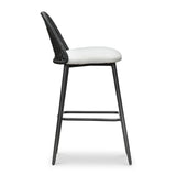 TOV Alexa Black Rattan Performance Fabric Barstool
