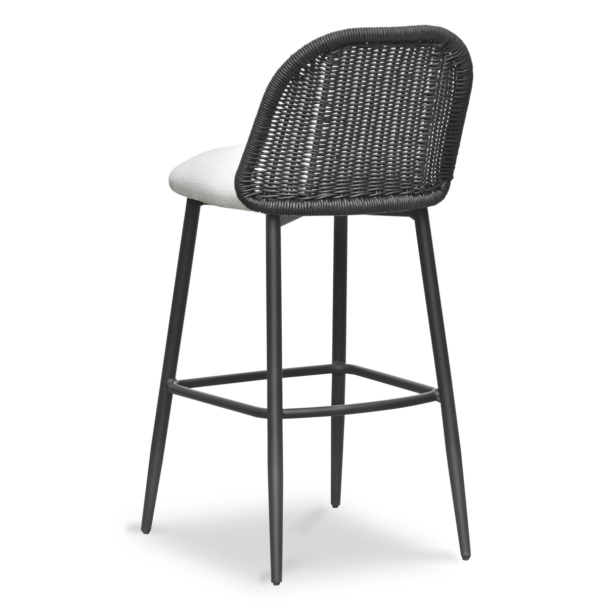 TOV Alexa Black Rattan Performance Fabric Barstool
