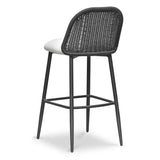 TOV Alexa Black Rattan Performance Fabric Barstool