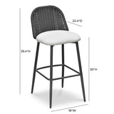 TOV Alexa Black Rattan Performance Fabric Barstool