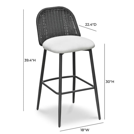 TOV Alexa Black Rattan Performance Fabric Barstool