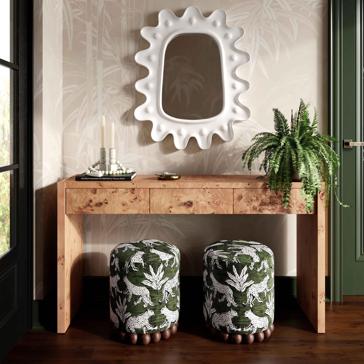 TOV Brandyss Honey Burl Console Table