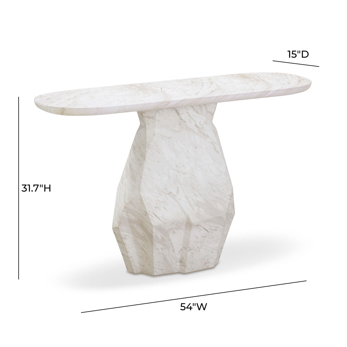 TOV Esme Faux Marble Indoor/Outdoor Long Console Table