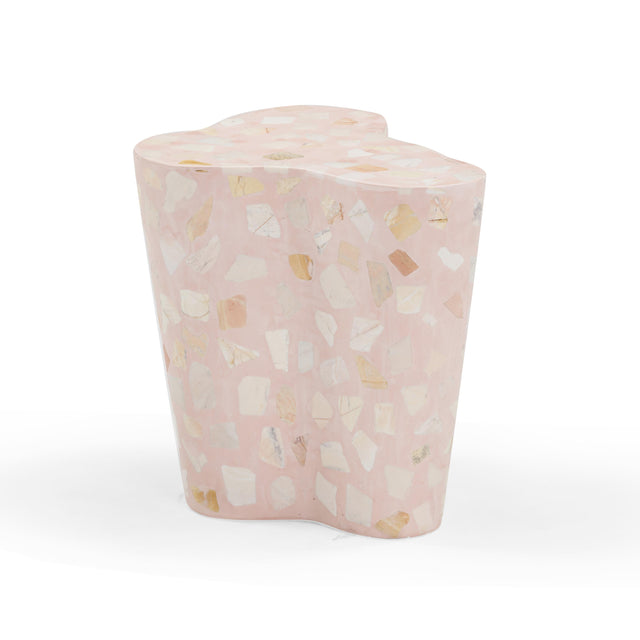 TOV Slab Sunset Pink Terrazzo Indoor/Outdoor Side Table