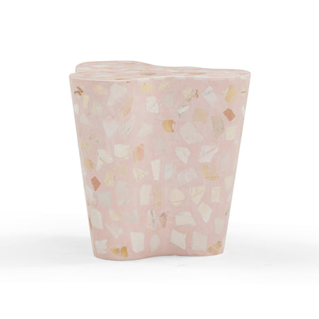 TOV Slab Sunset Pink Terrazzo Indoor/Outdoor Side Table