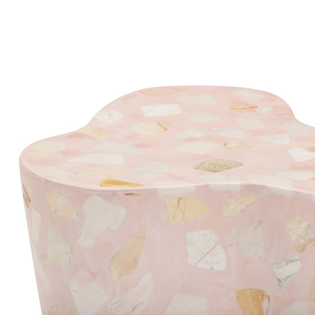 TOV Slab Sunset Pink Terrazzo Indoor/Outdoor Side Table
